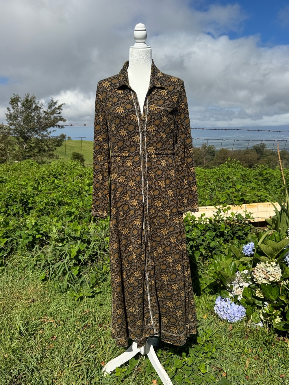 Natural Life Cristina Knit Cotton Floral Long Sleeve Dress Prairie peasant small